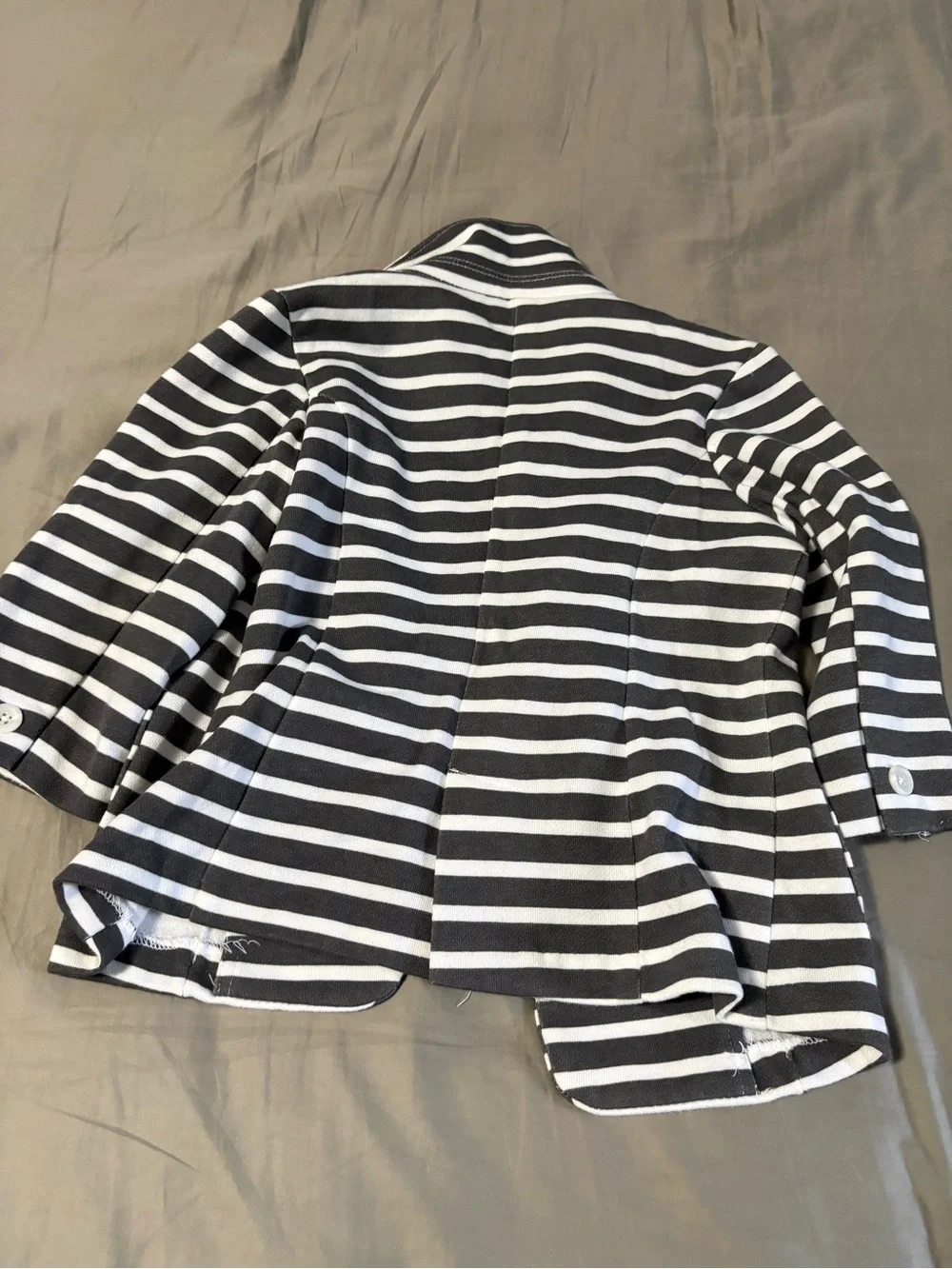 Old Navy Black & White Striped Girls Knit Blazer